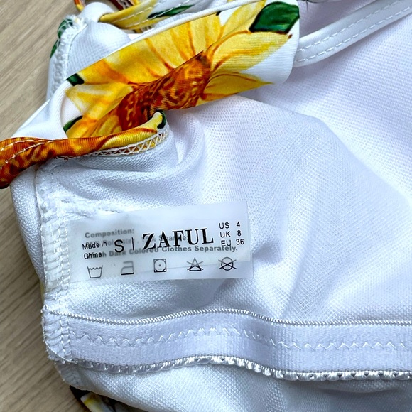 Zaful Womens Swim Top Sunflower 🌻 Design Size Small - Picture 3 of 3